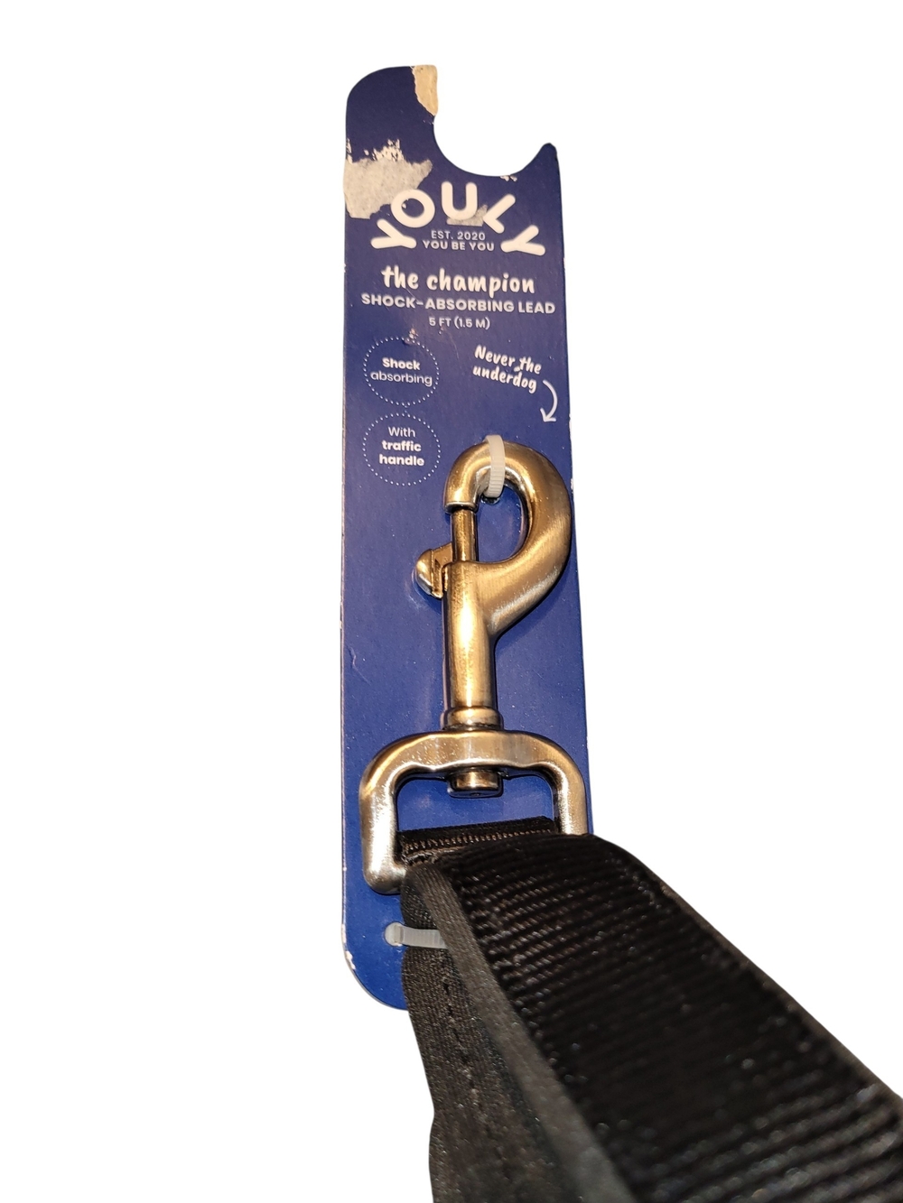 Black Shock-Absorbent Dog Leash - Durable Nylon - Picture 2 of 3